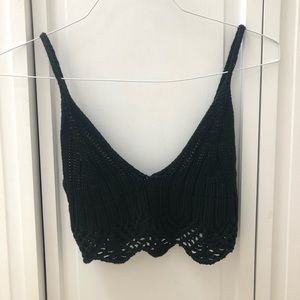 Black Brandy Melville Knit Tank Crop Top